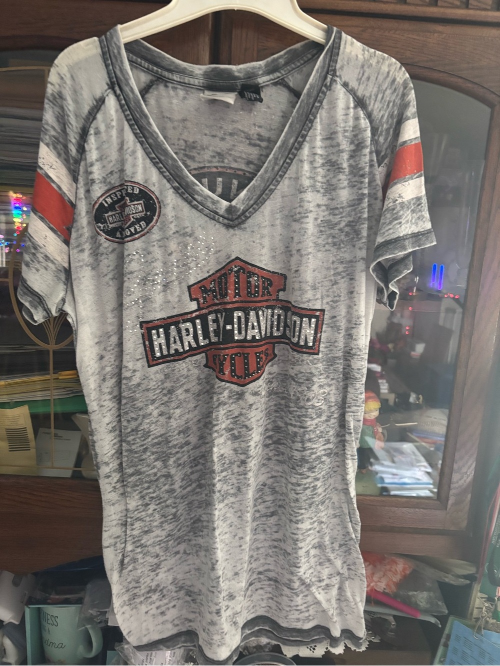 Harley-Davidson Gray Tee with Orange Logo Accents
